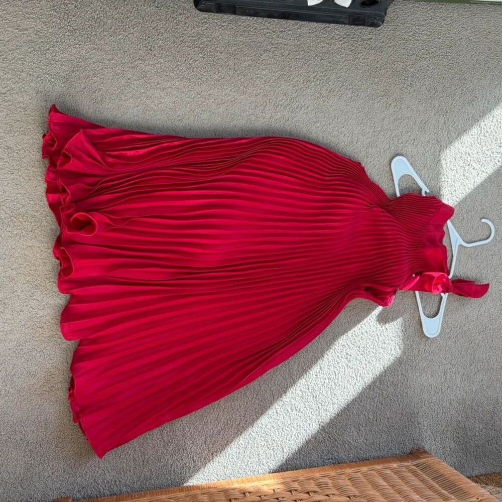 Stunning Red Pleated Dress